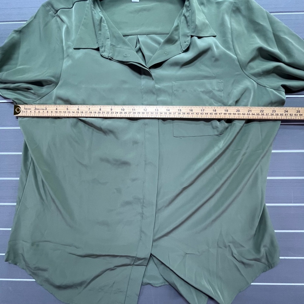 Nine West Womens Plus 0X Olive Green Button Down Shirt Long Sleeve Pocket - Picture 6 of 7
